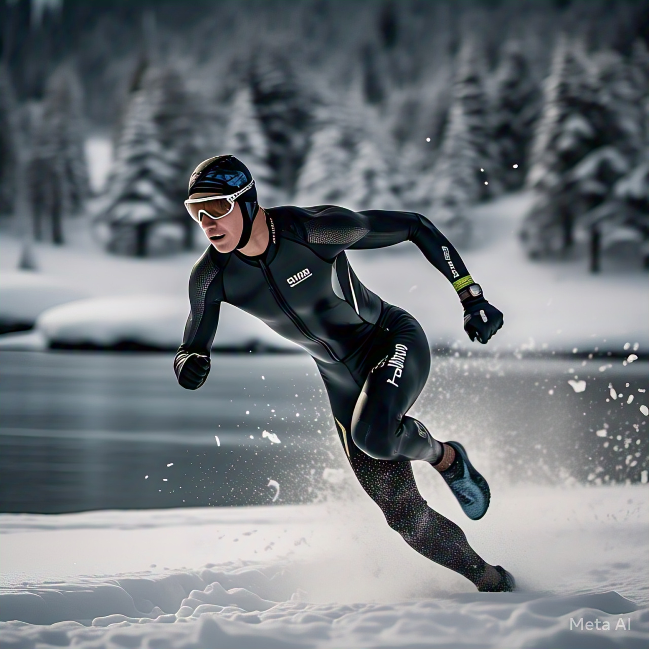 Triatleta compitiendo en la nieve