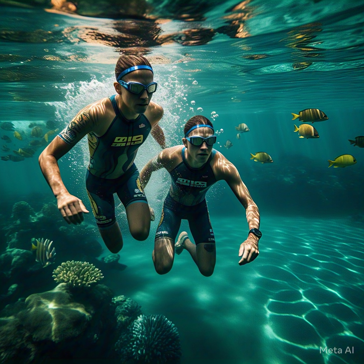 Triatleta nadando en aguas abiertas