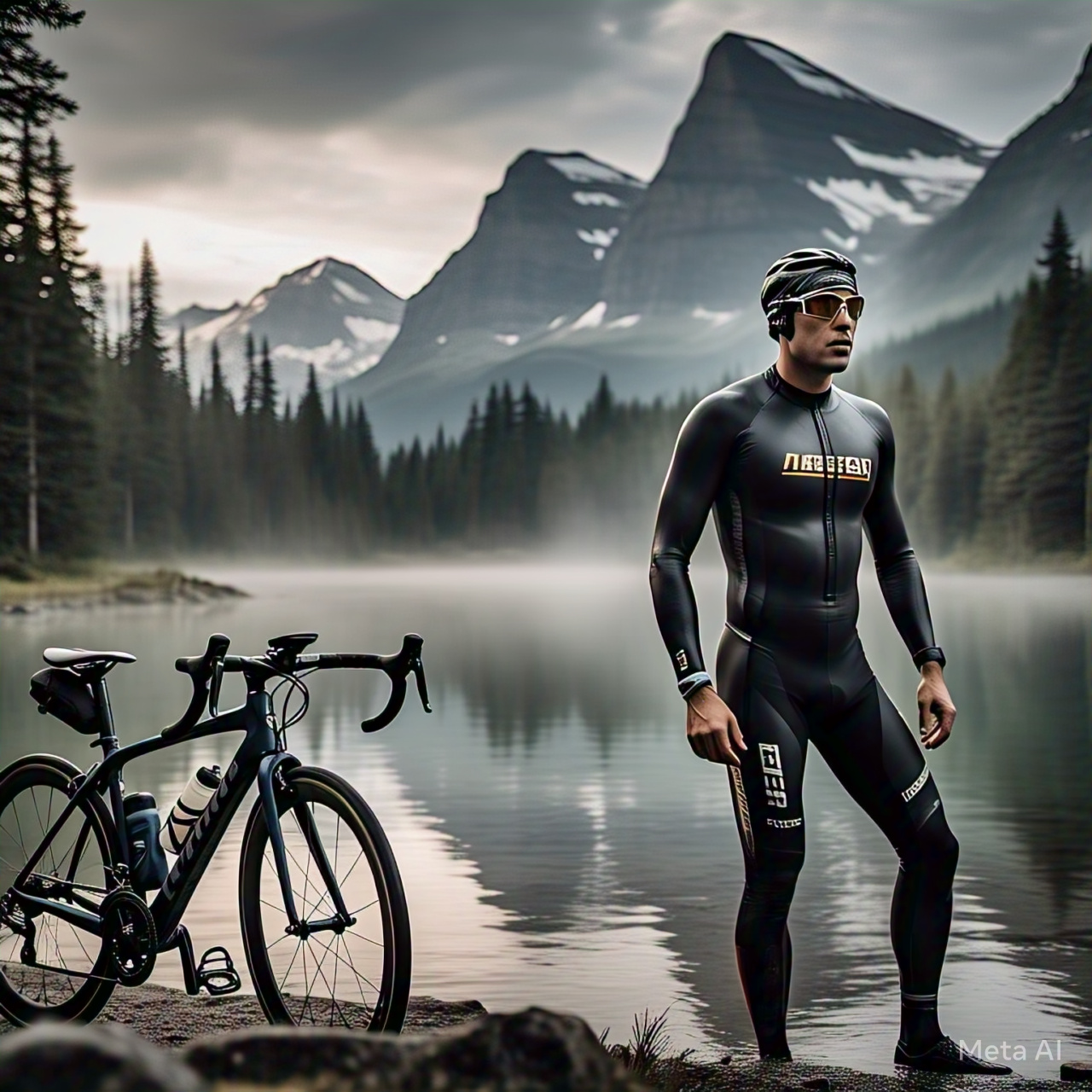 Triatlón en un entorno boscoso