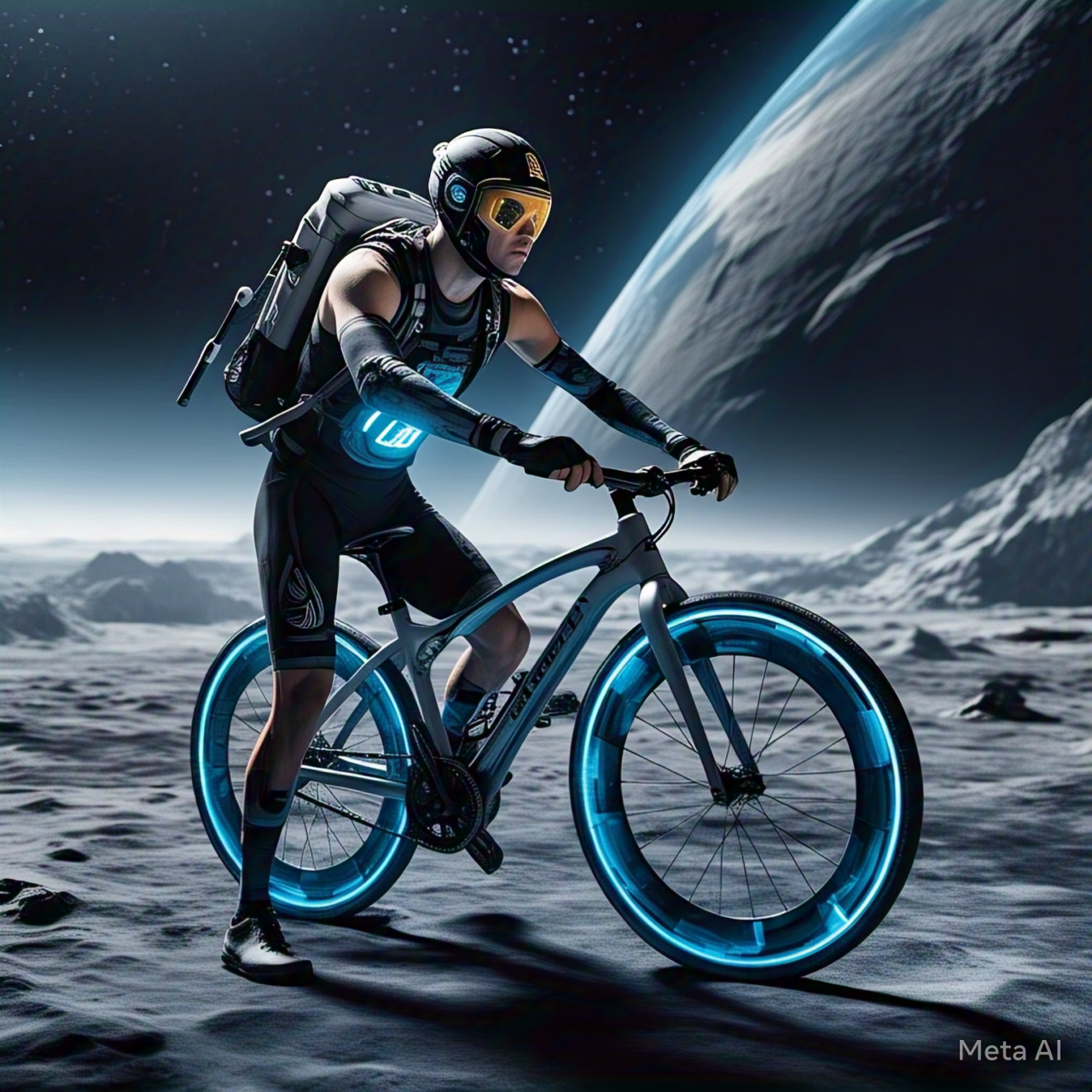 Triatlón con un fondo espacial